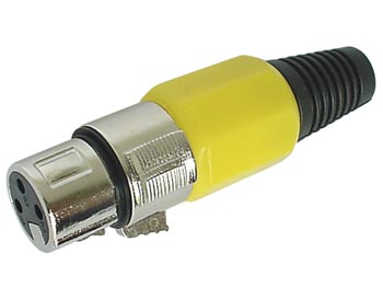 Conector Xlr 3p Fêmea - Nickel - Amarelo