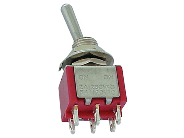 Vertical Toggle Switch Dpdt On-(On) - Pcb Type