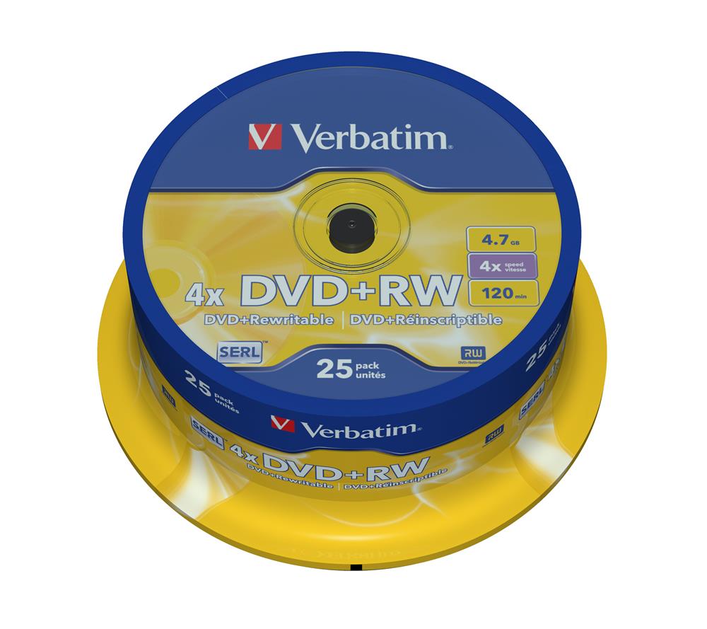 Verbatim Dvd+Rw 4.7gb 4x Spindle 25 Advanced Serl