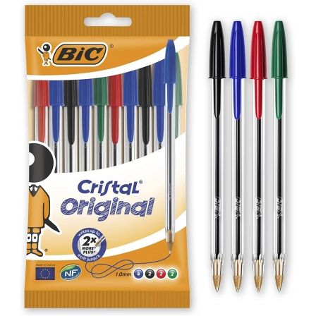 Bic 10 Assorted Cristal Pen Bag. Stroke 0 4mm. 802