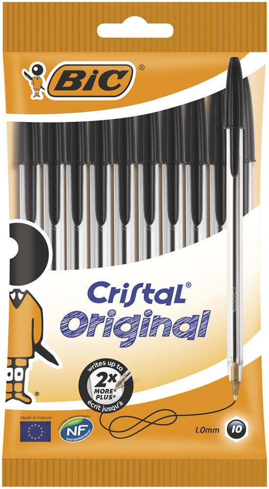 Bic 10 Black Cristal Pen Bag 802064