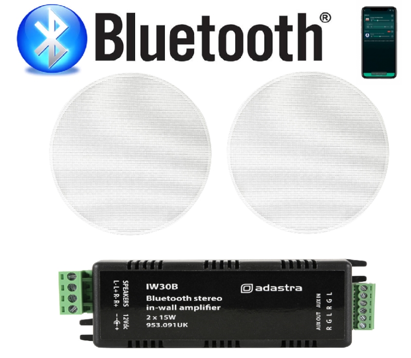 Colunas de Tecto+Amplificador Bluetooth