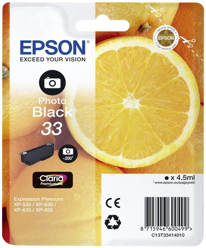 Epson Tinteiro Preto Photo 33 Claria Premium Xp-530/630/635/830