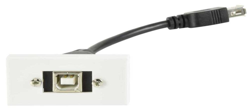 Wall Plate Module - Usb2.0 Type-B Socket To Female Type-A Tail