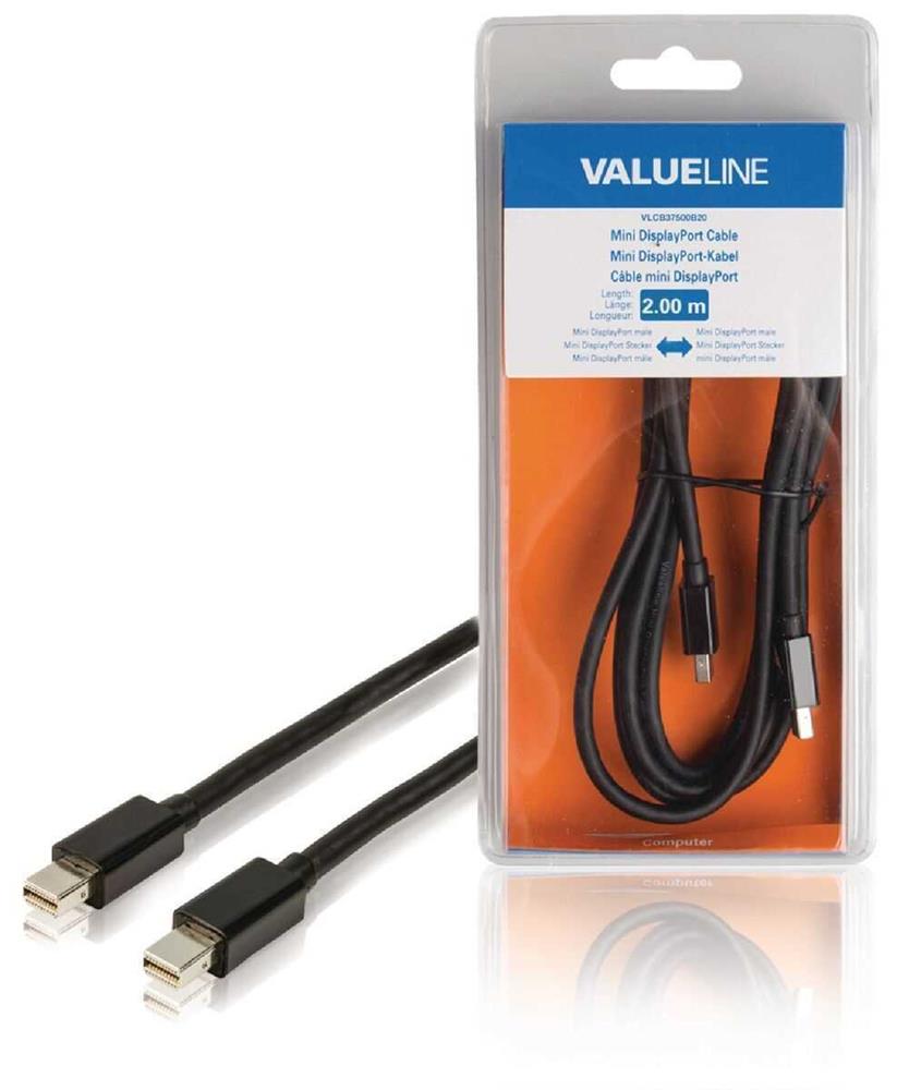 Cabo Mini Displayport Macho - Mini Displayport Macho de 2m Preto