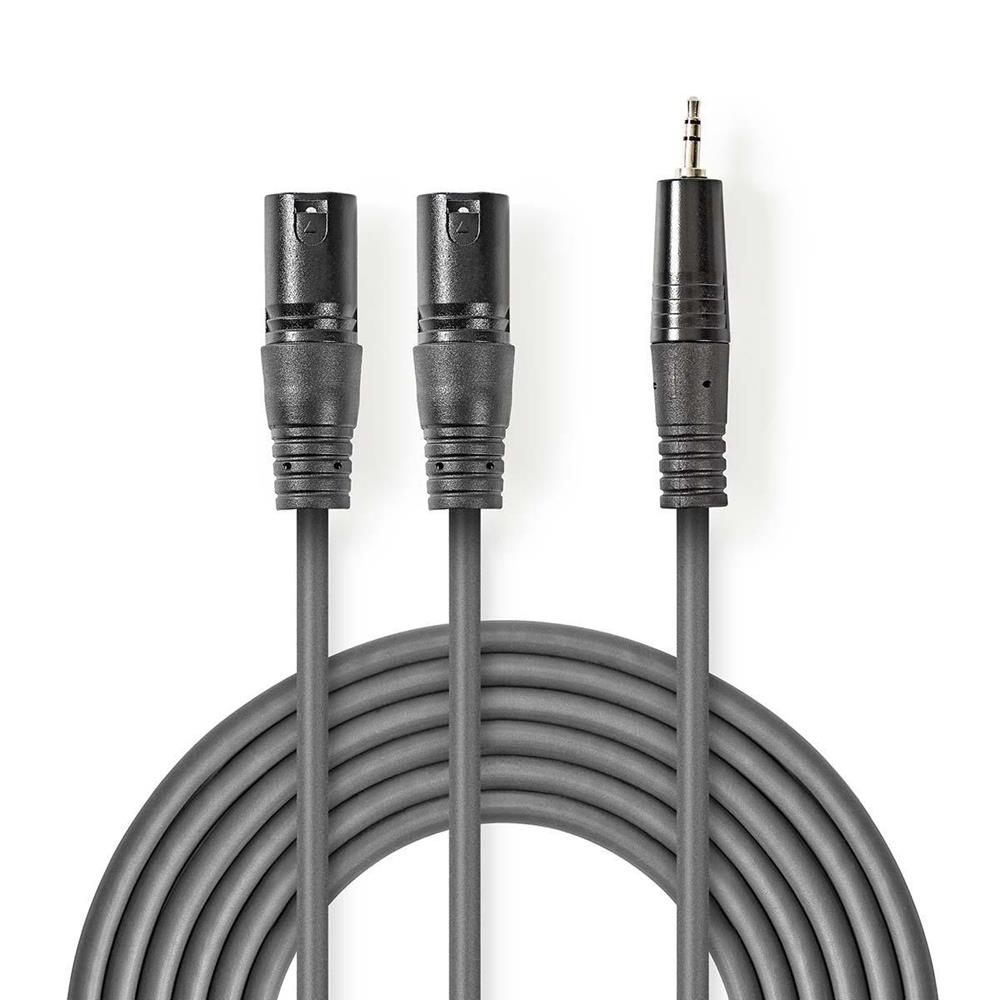 Cable de Audio Balanceado | 2x Xlr de 3 Pines Macho | 3.5 Mm Macho | Niquelado | 1.50 M | Redondo | 