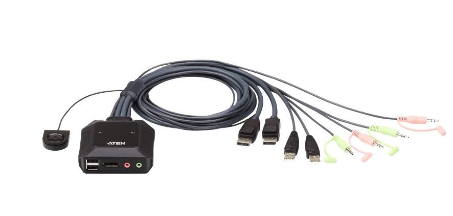 Aten 2-Port Usb Displayport Cable Kvm Switch