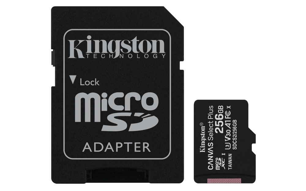 Tarjeta de Memoria Kingston Canvas Select Plus 256gb Microsd Xc Con Adaptador/ Clase 10/ 100mbs
