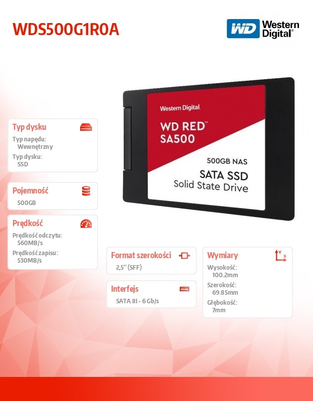 Disco SSD Western Digital Wd Red Sa500 Nas 500gb/ Sata Iii