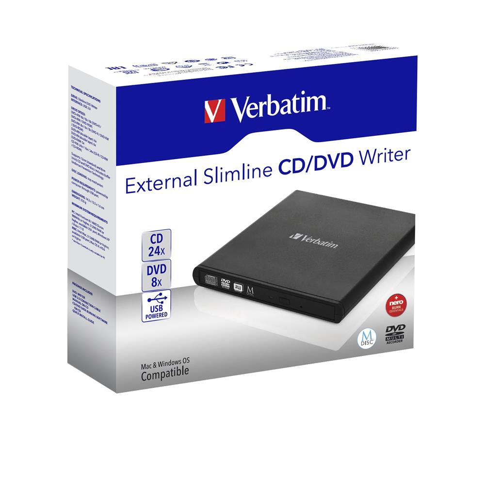 Verbatim Slimline External Dvd Drive - External - Black
