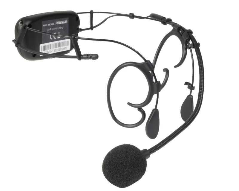 Microfone Sem Fios de Cabeça Uhf. 32 Frequências Selecionáveis 631-645 Mhz.
