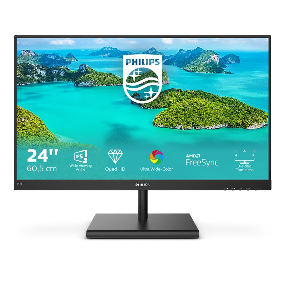 Philips e Line 245e1s/00 LED Display 60.5 Cm (23.8 ) 2560 X 1440 Pixels 2k Ultra Hd Lcd Black