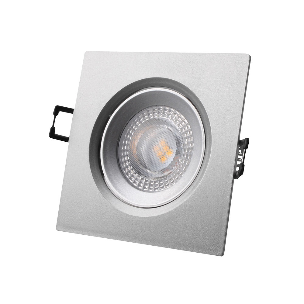 Downlight LED Quadrado de Encastrar 5w 3200k Luz Quente Aro Cromado 9x9cm Edm