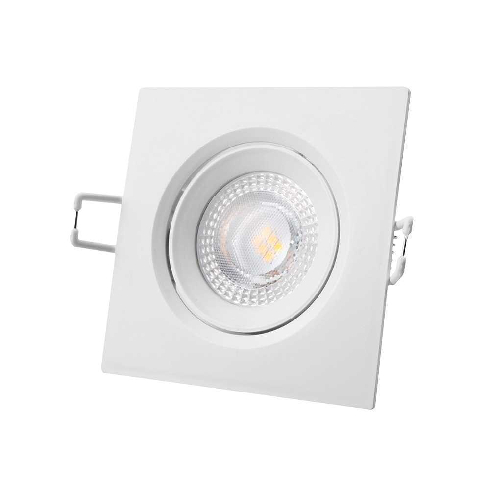 Downlight LED Quadrado de Encastrar 5w 3200k Luz Quente Aro Branco 9x9cm Edm