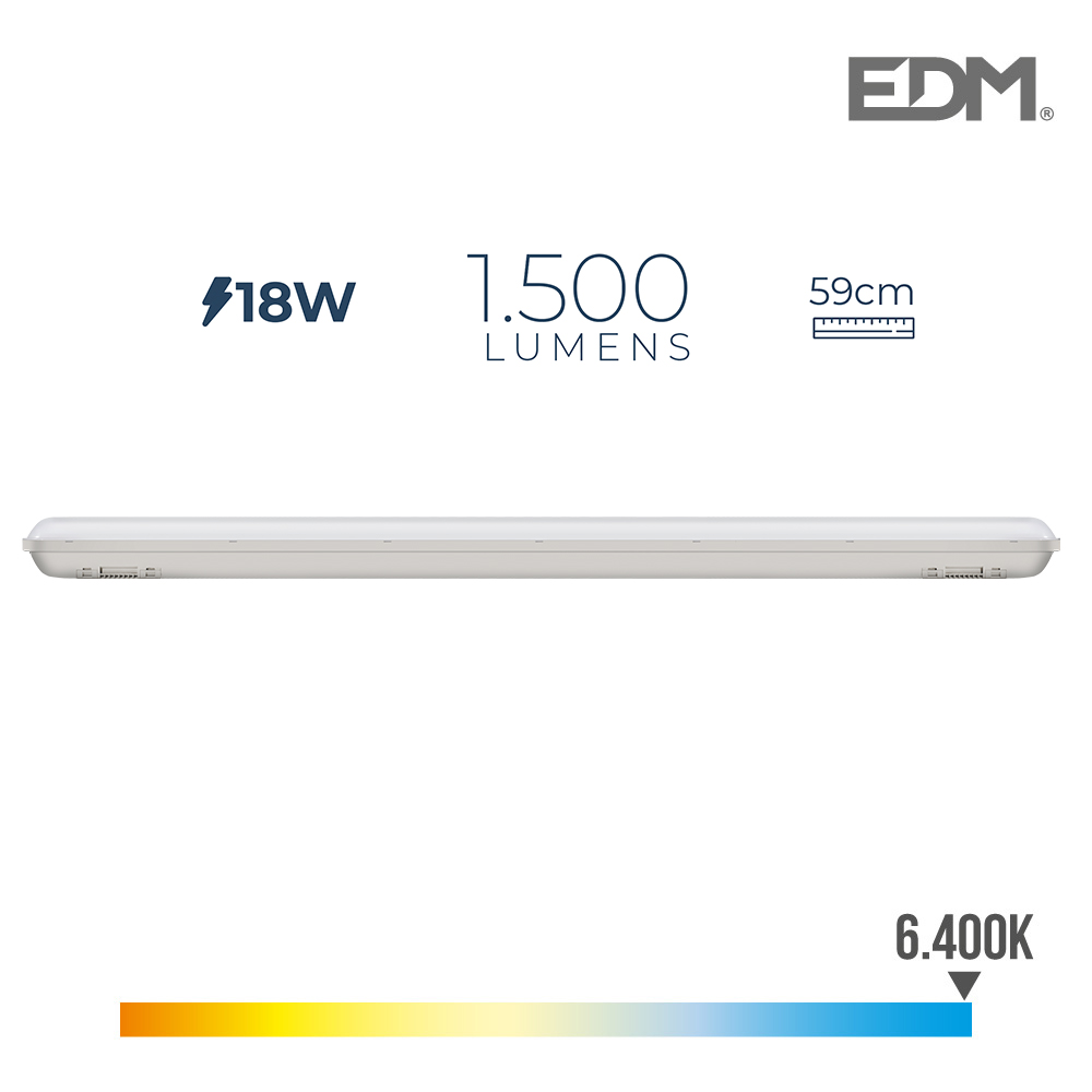 Armadura LED Ip65 18w 1500 Lumens 6.500k Luz Fria.