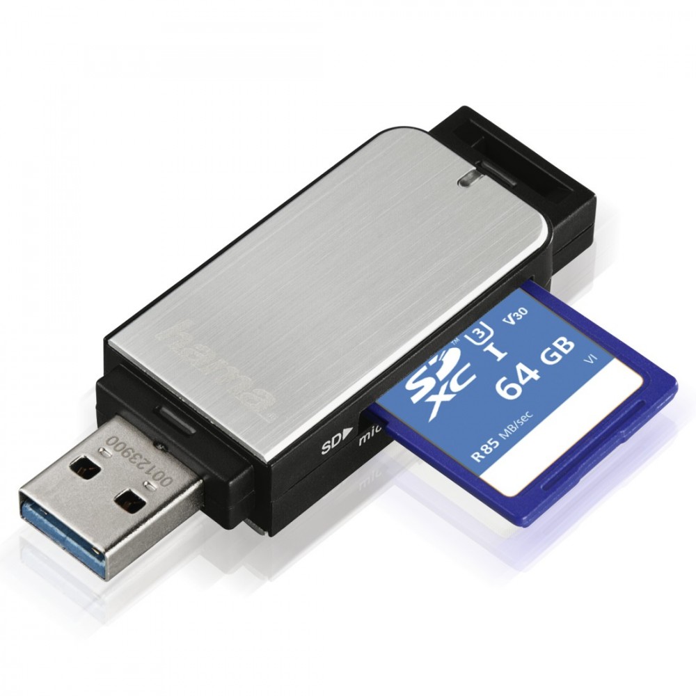Hama Usb 3.0 Multi Card Reader Sd / Microsd Alu Bl