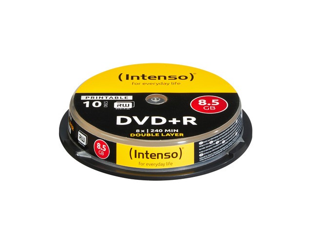 1x10 Intenso Dvd+R 8,5gb 8x Speed, Double Layer Printable
