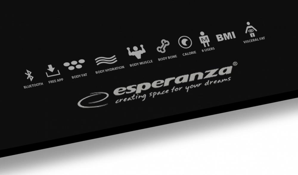 Balança de Casa de Banho Esperanza Bluetooth Preta