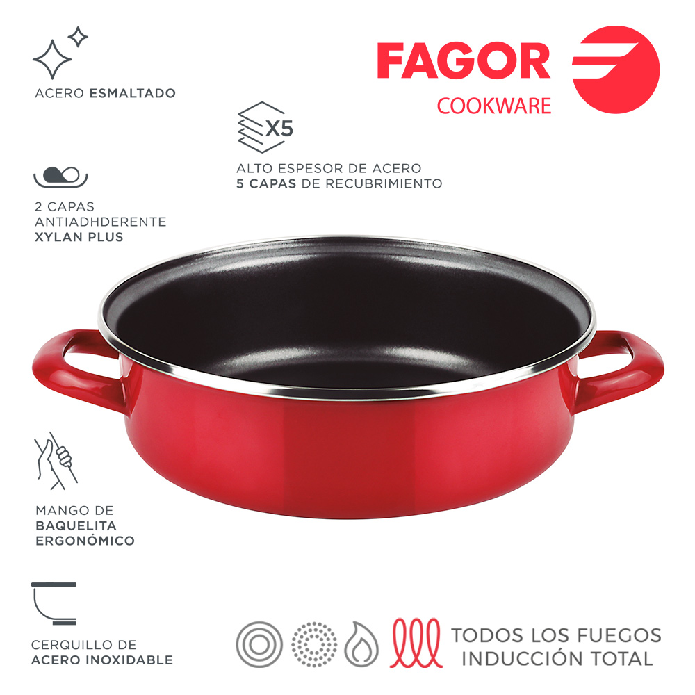 Panela Optimax Ø26cm Vermelha Aço Aisi 430 Fagor