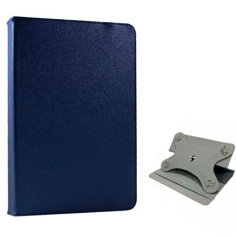 Capa Cool Ebook Tablet 8 Polegadas Couro Giratório Azul