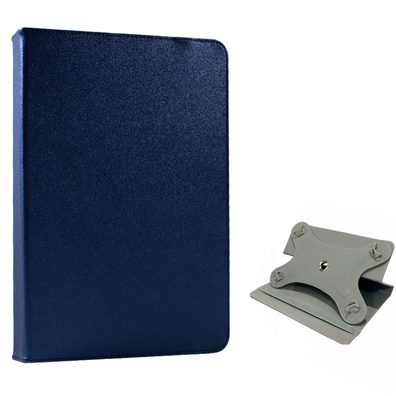 Capa Cool Ebook Tablet 8 Polegadas Couro Giratório Azul