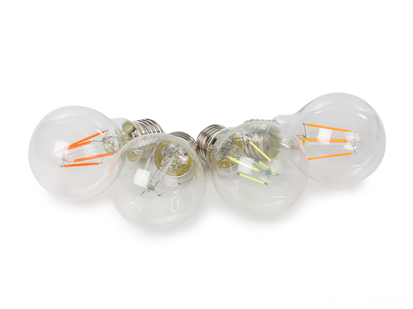 Conjunto de Lâmpadas de Filamento - A60 - Vidro Transparente - 4 Unids. - Vermelho - Verde - Azul - 