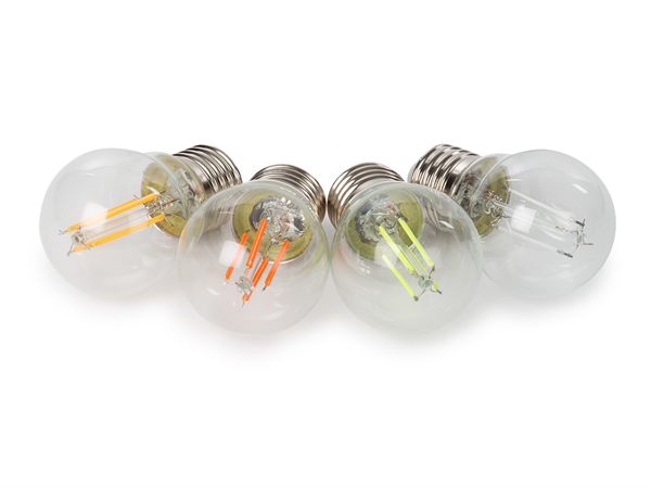 Conjunto de Lâmpadas de Filamento - G45 - Vidro Transparente - 4 Unids. - Vermelho - Verde - Azul - 