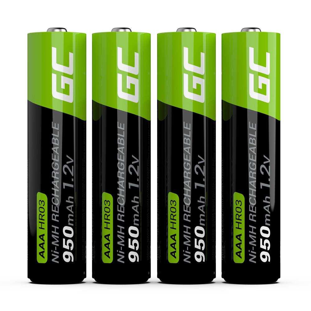 Green Cell Rechargeable Batteries 4x AAA Hr03 950mah