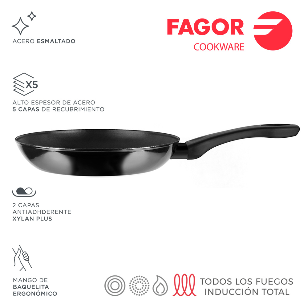 Frigideira De Aço Preta 24 Cm Diâmetro 430 Fagor