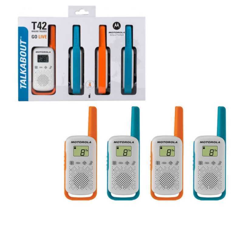 Motorola Talkabout T42 Two-Way Radio 16 Channels Blue  Orange White