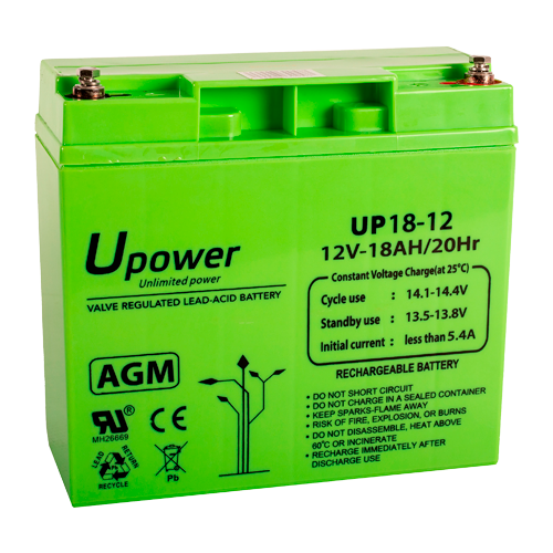 Upower - Bateria Recarregável - Tecnología Chumbo Ácido Agm - Tensão 12 V - Capacidade 18.0 Ah - 167
