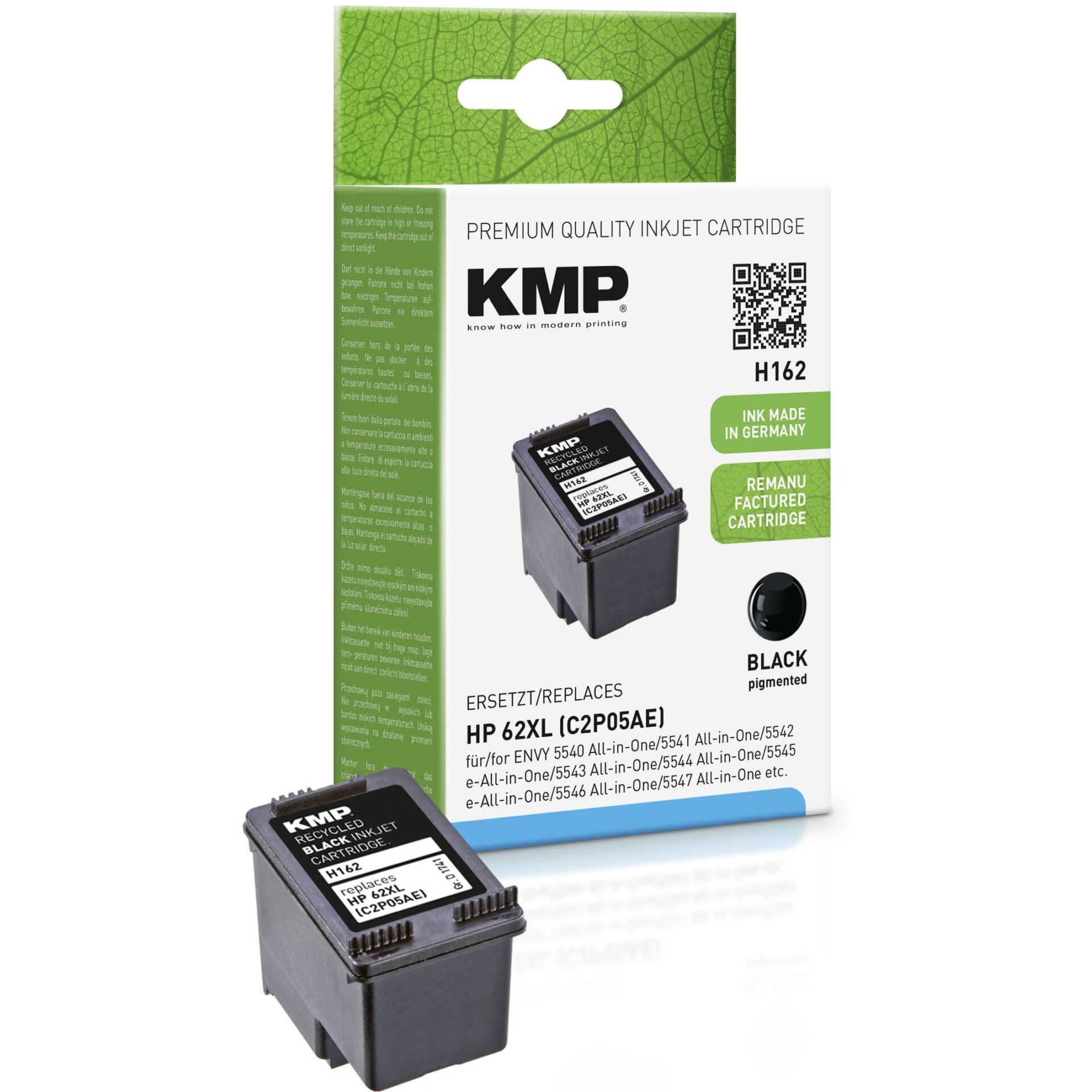 Kmp Patrone Hp C2p05ae Nr.62xl Black 600s. H162 Refilled