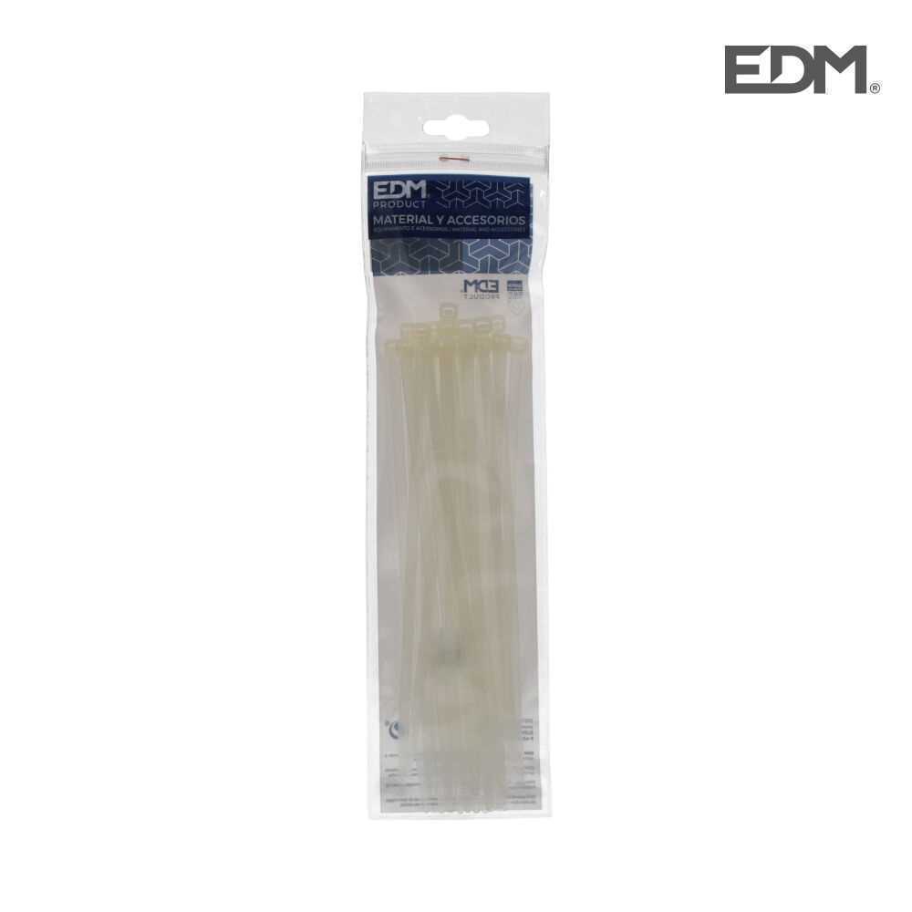 Abraçadeiras Natural 300x4,8mm Nylon de Alta Qualidade (Blister 25 Unid.) Edm