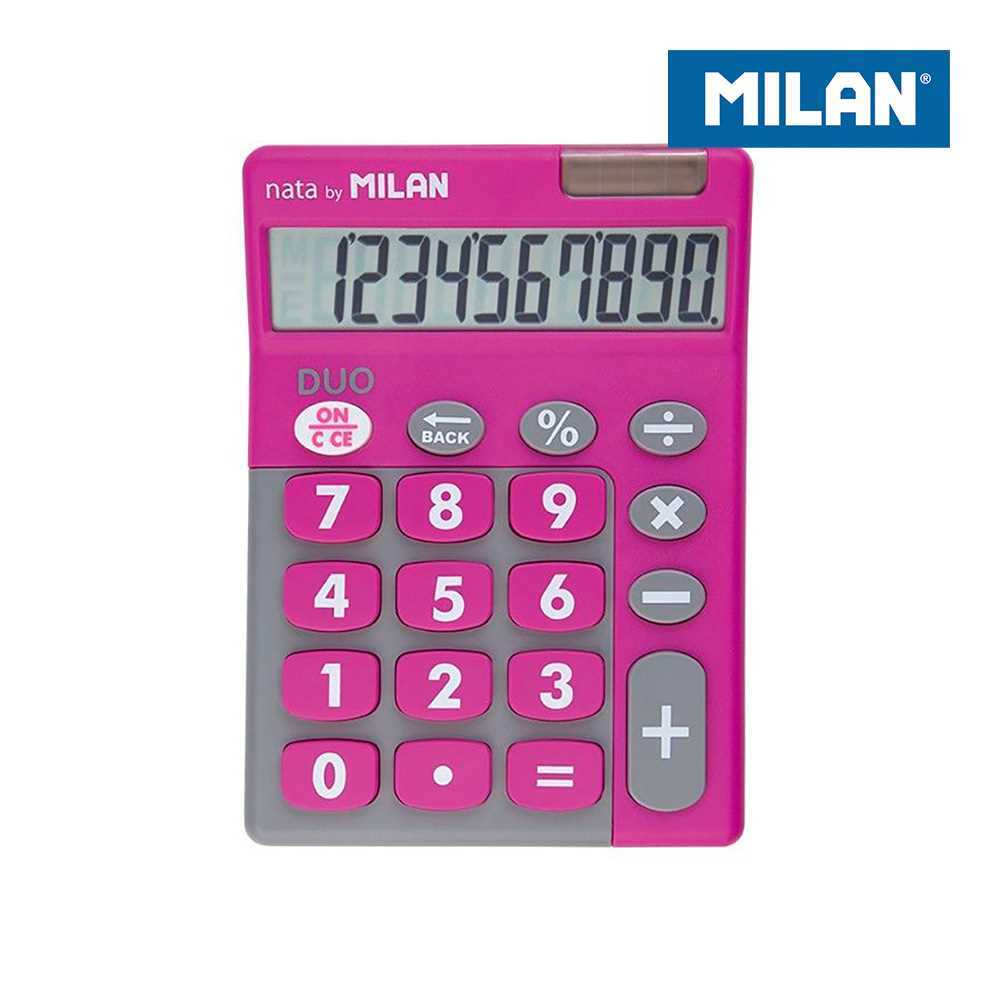 Blister Calculadora Duo 10 Digitos Rosa Teclas Grandes Milan