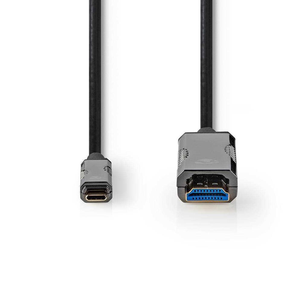 Cable Óptico Usb Activo | Usb-C Macho | Conector Hdmi | 18 Gbps | 5.00 M | Redondo | Pvc | Negro |