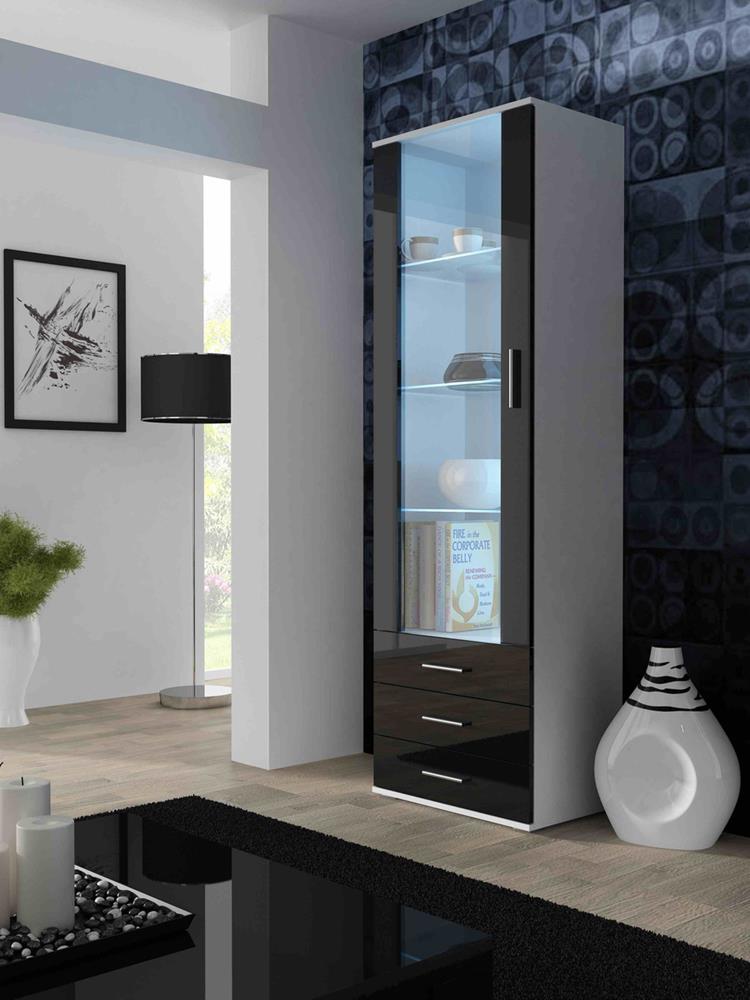 Cama Display Cabinet Soho S1 White/Black Gloss