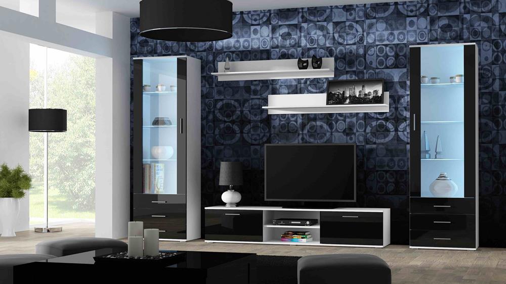 Cama Display Cabinet Soho S1 White/Black Gloss