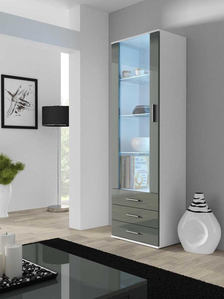 Cama Display Cabinet Soho S1 White/Grey Gloss