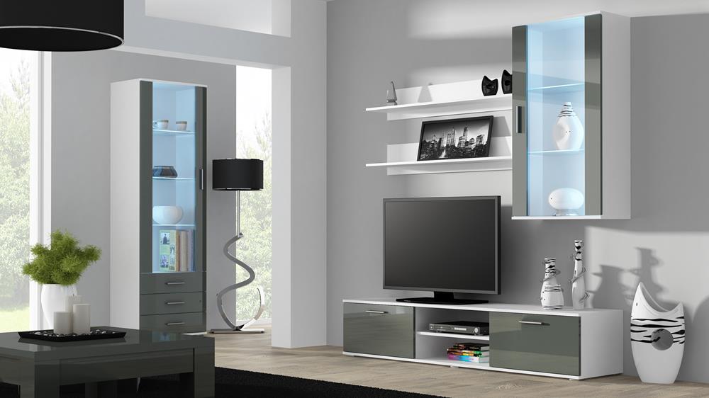Cama Display Cabinet Soho S1 White/Grey Gloss