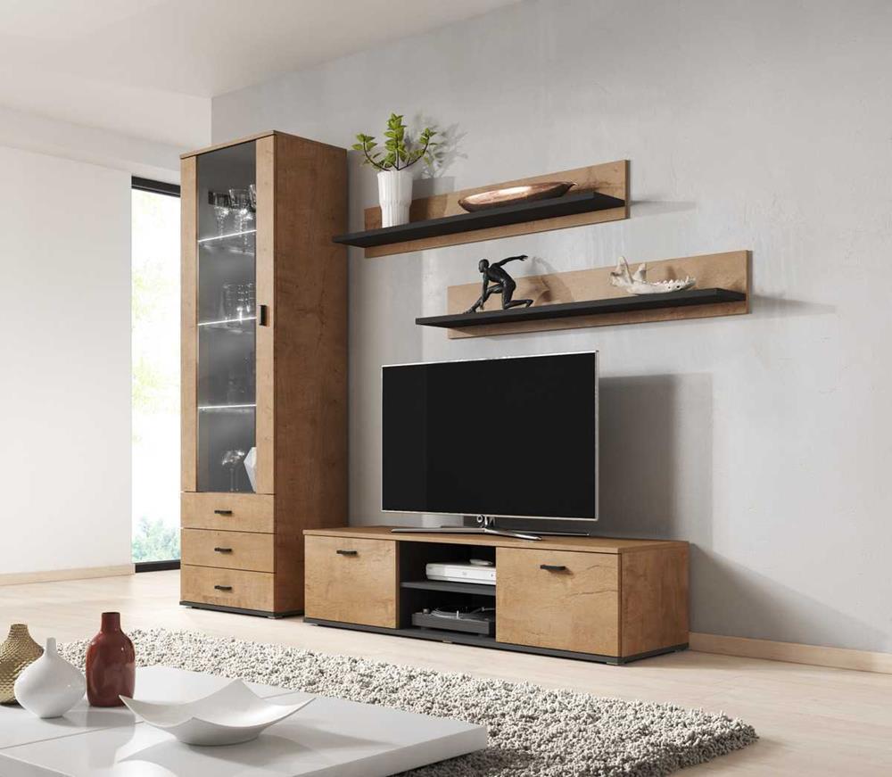 Cama Display Cabinet Soho S1 Lefkas Oak/Black