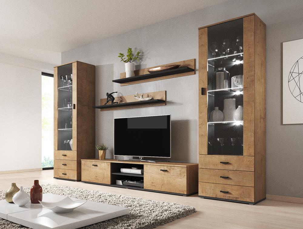 Cama Display Cabinet Soho S1 Lefkas Oak/Black