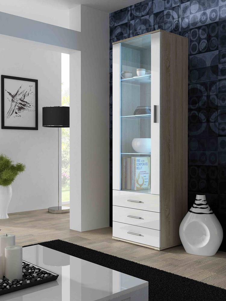 Cama Display Cabinet Soho S1 Sonoma Oak/White Gloss