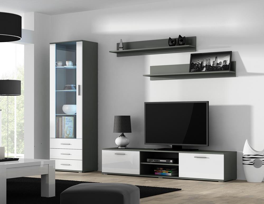 Cama Display Cabinet Soho S1 Grey/White Gloss