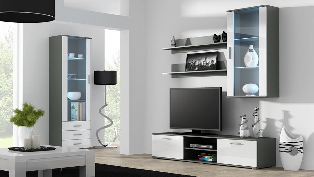 Cama Display Cabinet Soho S1 Grey/White Gloss