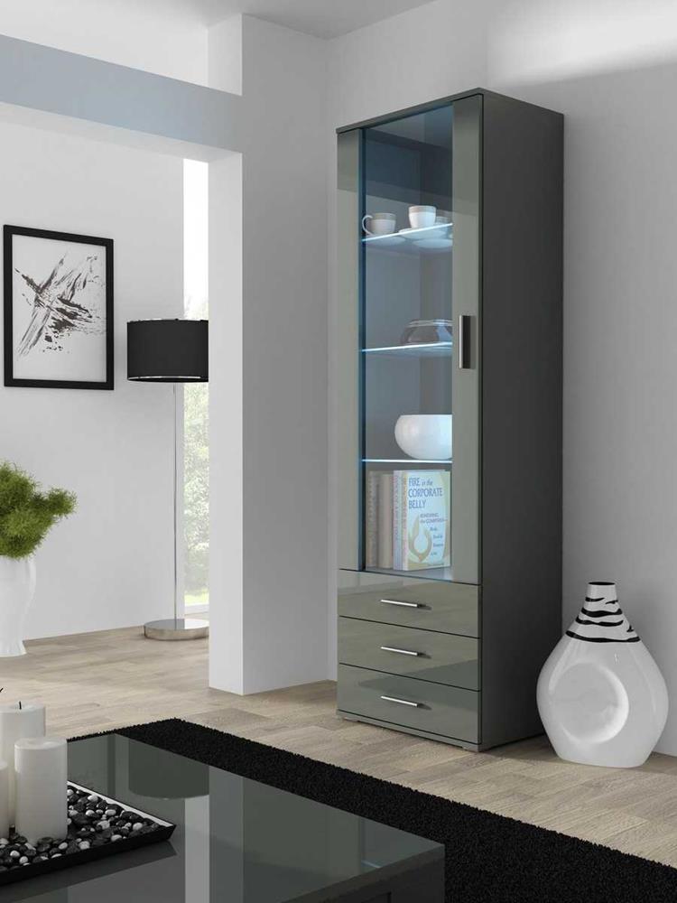 Cama Display Cabinet Soho S1 Grey/Grey Gloss