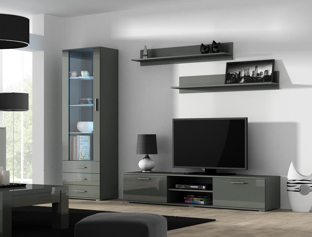 Cama Display Cabinet Soho S1 Grey/Grey Gloss