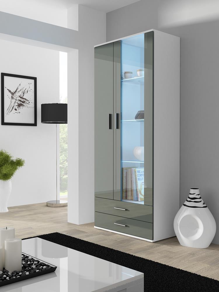 Cama Display Cabinet Soho S6 2d2s White/Grey Gloss