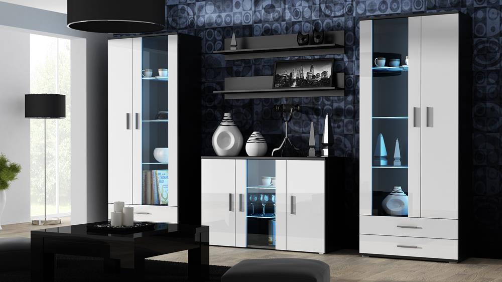 Cama Display Cabinet Soho S6 2d2s Black/White Gloss