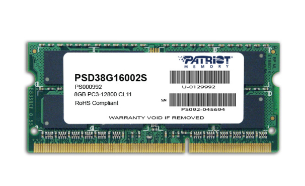 Patriot Memory 8gb Pc3-12800, 8 Gb, 1 X 8 Gb, Ddr.