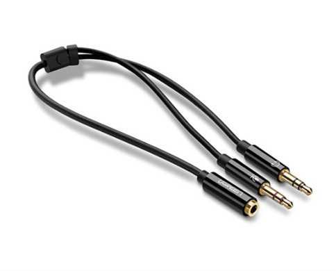 Ugreen Av140 Aux Audio Rozbocovací Kabel Sluchátka Mikrofon Na 3,5 Mm Mini Jack, Abs 20cm (Cerný)